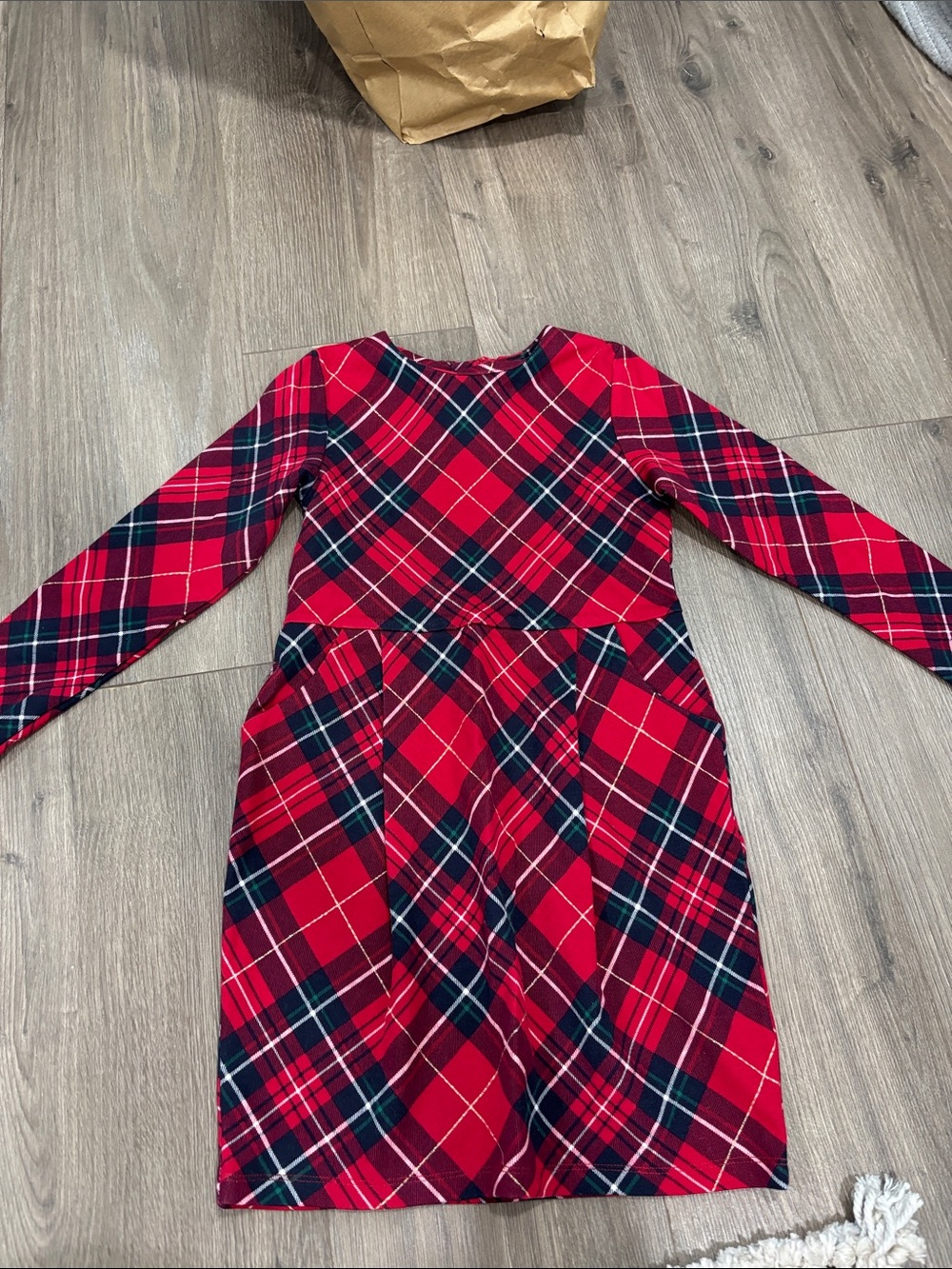 H&M Red Plaid Long Sleeve Girls Formal Dress